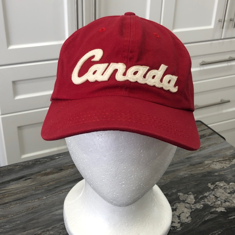 Roots Canada Red Baseball Cap | Adjustable | Embroidered Logo Hat